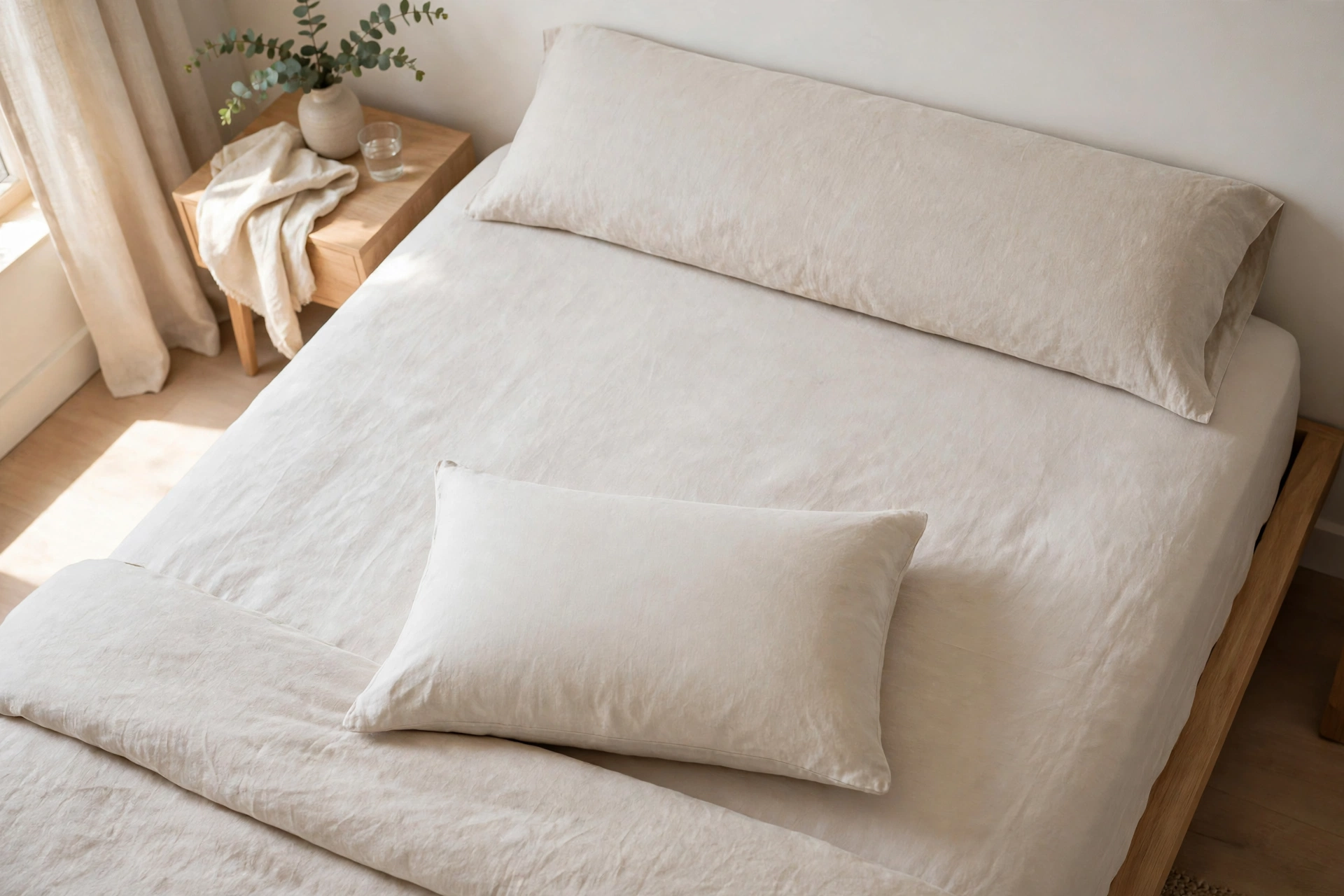 The pillow wall: one pillow behind the back, one to hug, start on your side